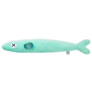 FAD+ 喵喵大魚仔 貓薄荷玩具 商品主圖，薄荷綠魚形絨毛玩具，繡有 X 形眼睛與深色魚鰭
